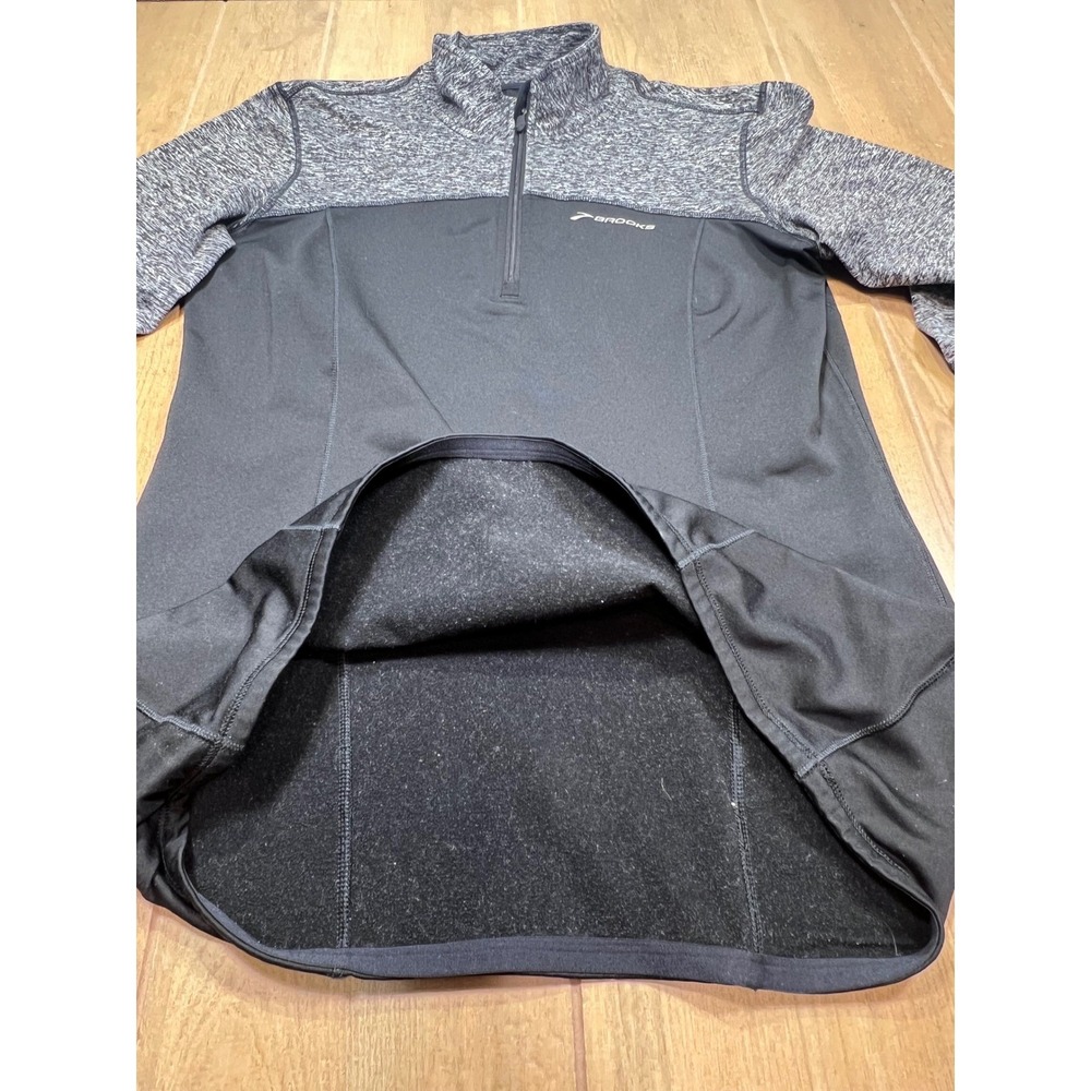 Brooks Womens Equilibrium Quarter Zip Fleece Running Top Black Grey Size‎ M - Picture 4 of 14